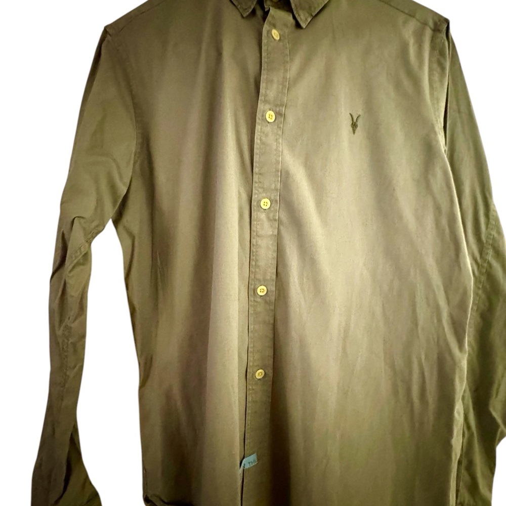 ALLSAINTS Men's Hawthorne Ranskull Button-Up Shirt Gray in Small